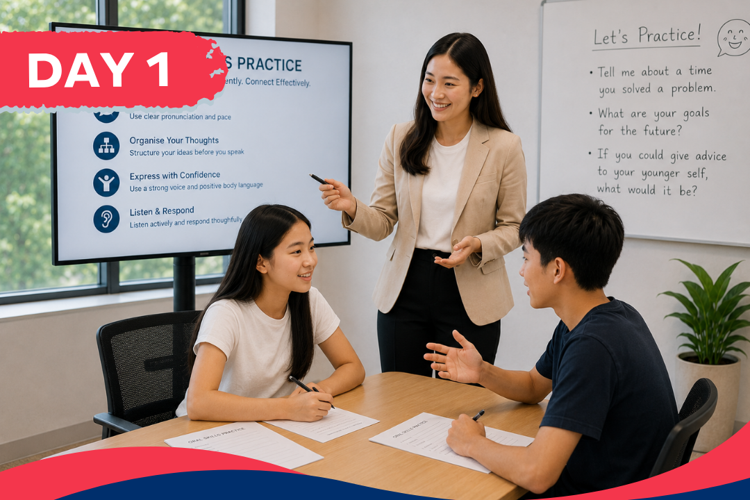 Day 1 teacher and student in classroom teaching