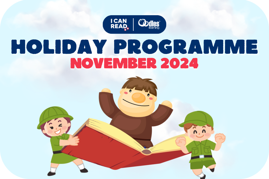 Banner promoting I Can Read and Oodles Learning upcoming 2024 November Holiday Programme.